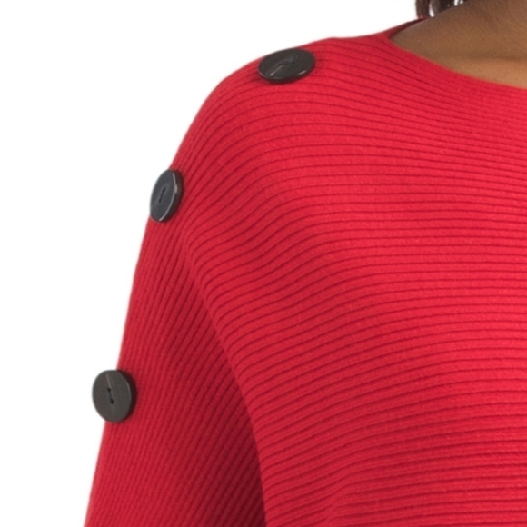 Greige Red Dolman Sleeveless Ribbed Sweater - Picture 6 of 15